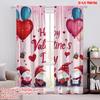 2pcs,2D Plane Printing Curtains Digital Printed Gnome Valentine Versatile Durable Polyester (without Rod) Decorations For Home