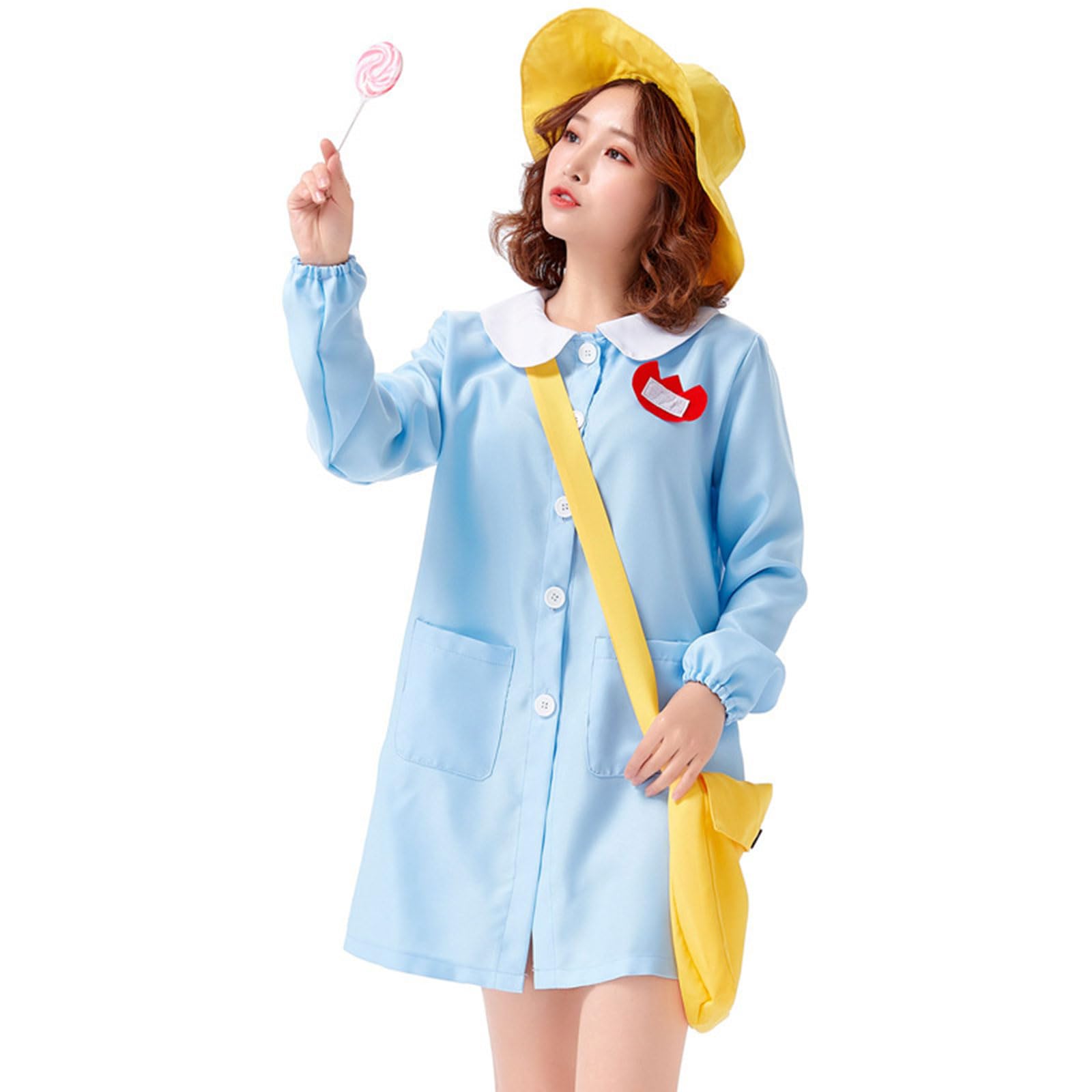 

Kindergarten Cosplay Kindergarten Nursery School Jacket Hat Bag Name Set Size [DECEED] Costume, Uniform, Costume, Halloween, Adult, Women, Ladies, + + світло-синій колір