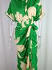Spring New Women's Casual Printed Shirt Collar Tie-up Irregular Dress