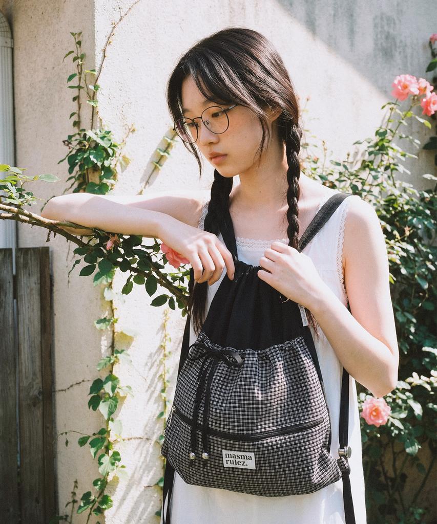 Masmarulez Ribbon Gym Sack_Check Black