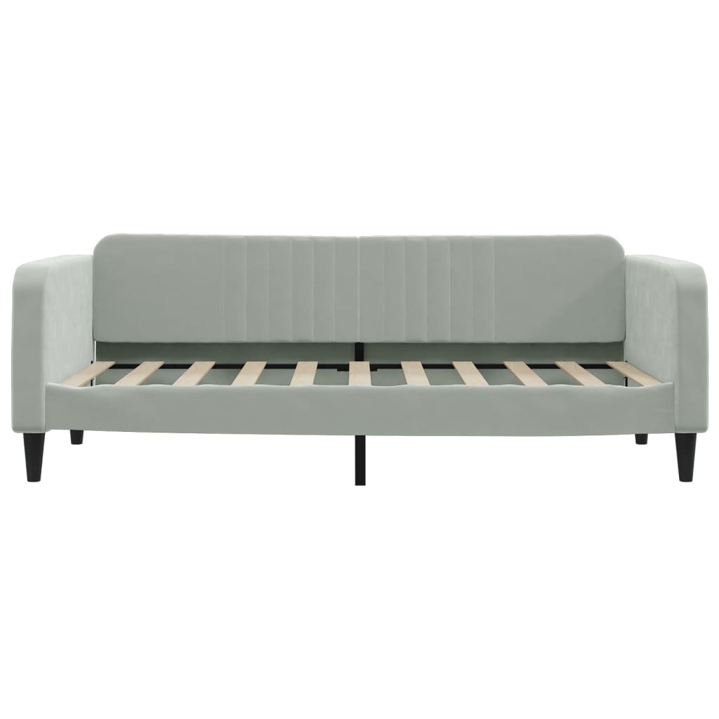 Extendable Daybed with Drawers Light Grey 100 X 190 Cm Velvet