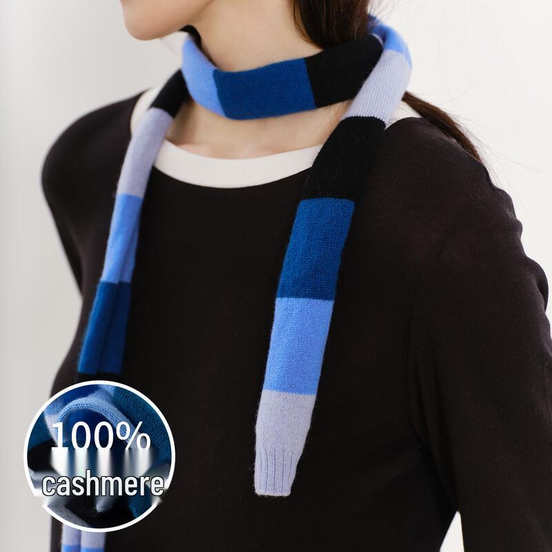 Sinuofude 100% Cashmere Spring Color-Block Scarf