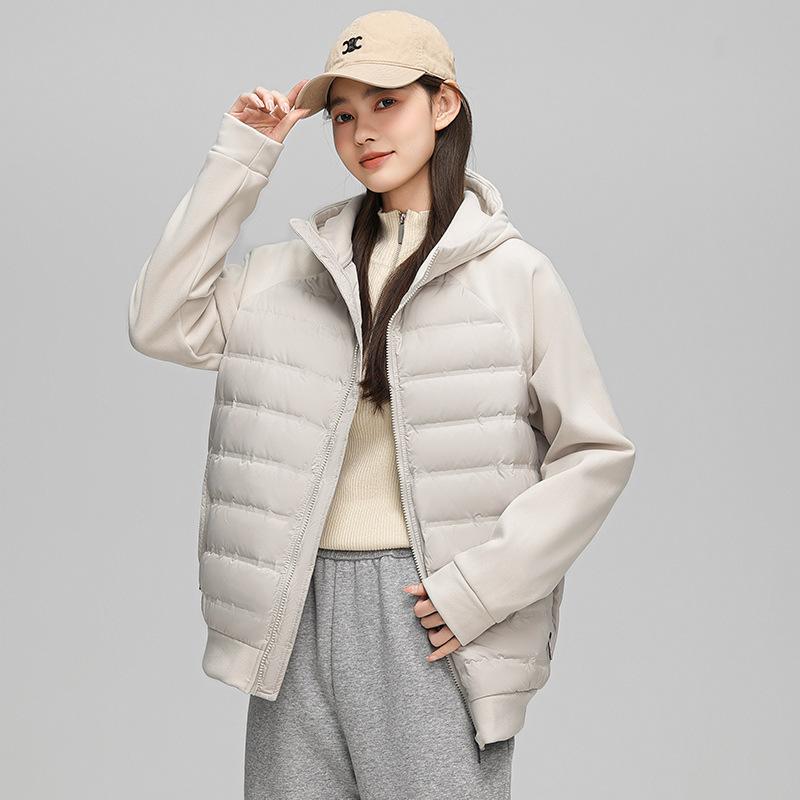 Down Jacket Men's Light and Thin Hooded Winter Knitted Splicing Couple Versatile Trend Casual Jacket Men's Clothing