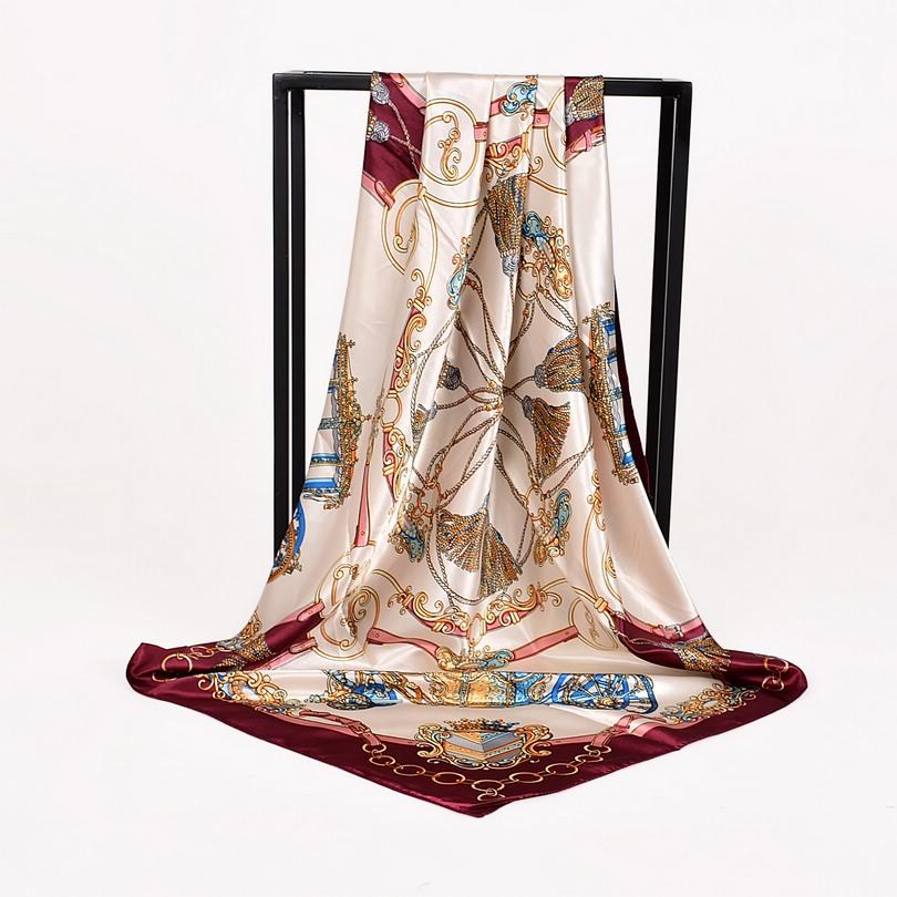 [BYSIFA] Women Rose Silk Scarf Shawl Spring Autumn Large Orange Green Square Scarves Wraps New Design Ladies Head Scarf Cape