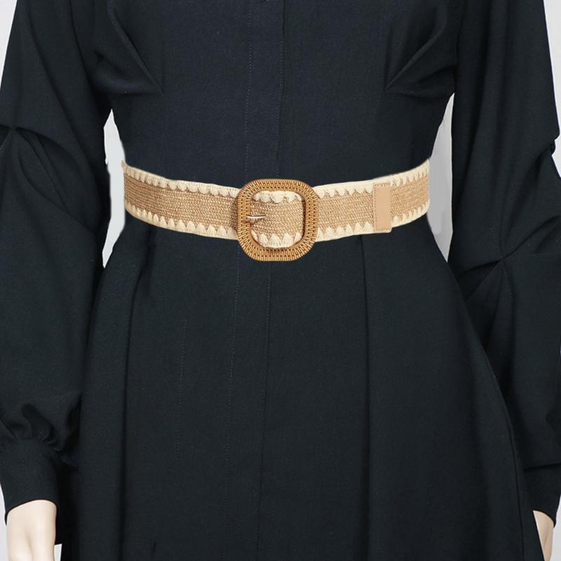 Hot Girl Belt Elegant Wide Waist Belt for Jeans Dresses Club Woven Belt