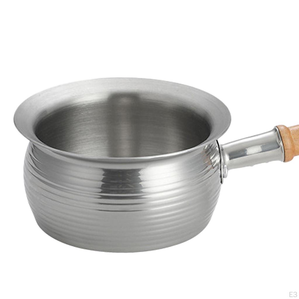 Japanese Saucepan with Long Wood Handle Multipurpose Milk Noodles Pasta Pot Stovepot