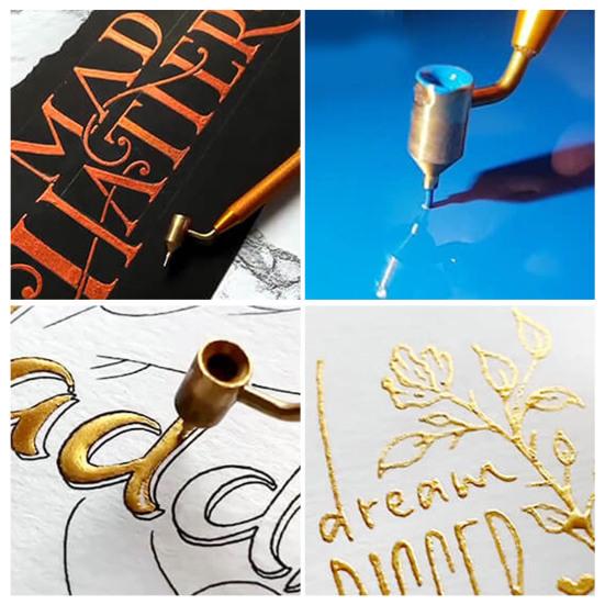 Fine Line Painting Pen Fluid Writer Calligraphy Tool Aluminum Liner for Artists Students Sketching Art Crafts Furniture Refinishing Smudge Pen