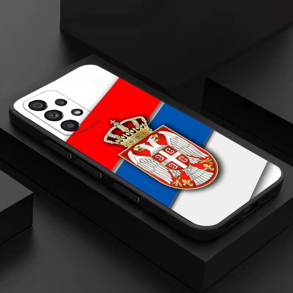 Serbia Serbian Flag MAP Phone Case For Samsung S 9,10,21,30,22,23,24,25,26,Ultra,Plus,Lite,FE,4,5G Black Soft Case