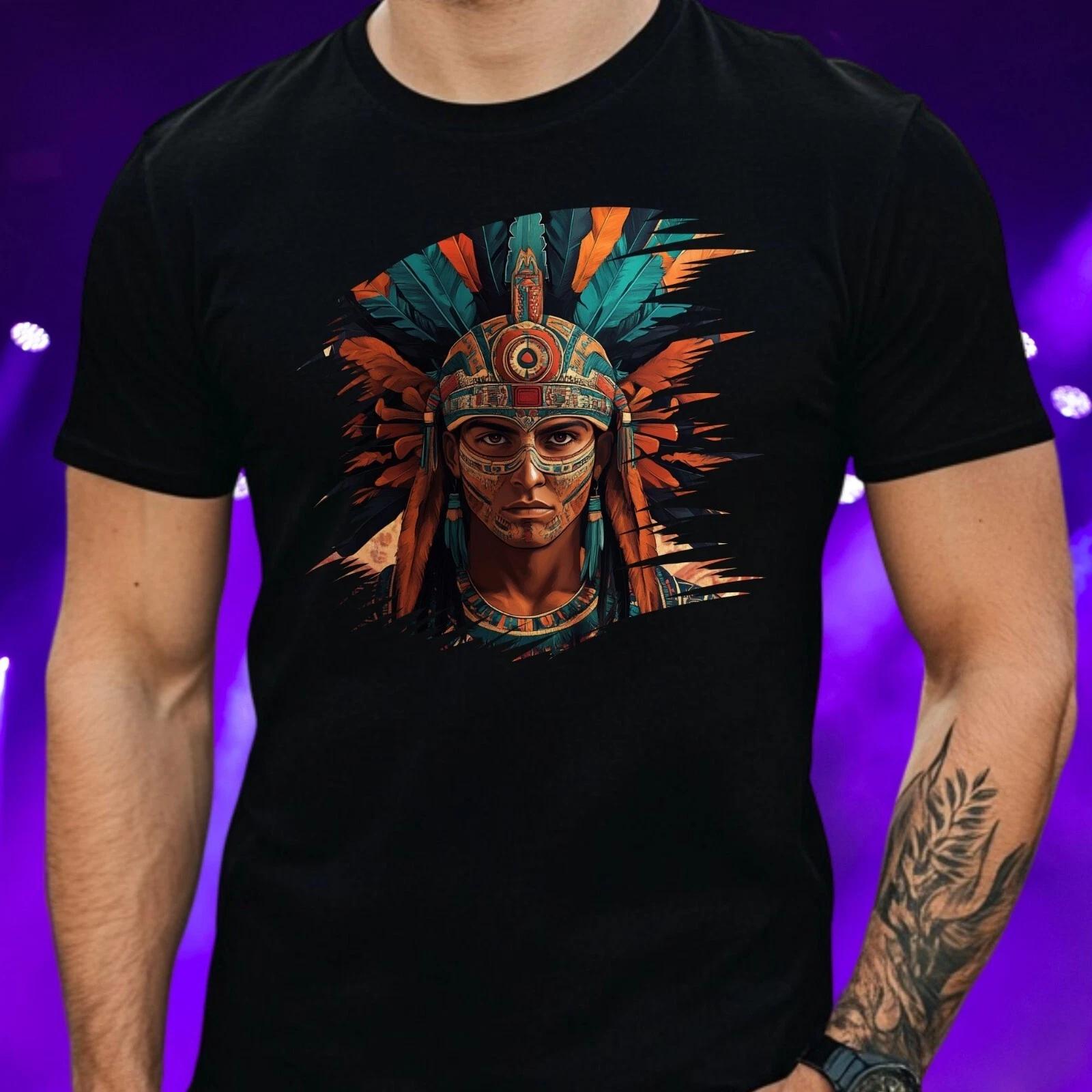 T-Shirt Herren Aztekischer Krieger Motiv Baumwolle Größe XS bis 5XL M