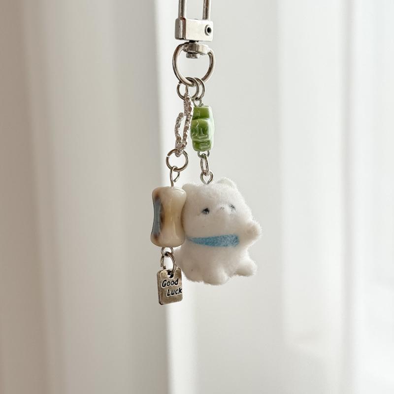 Flockad Tecknad Nyckelring Sött Djurhänge Väskdekoration Nyckelring Telefonkedja Snodd