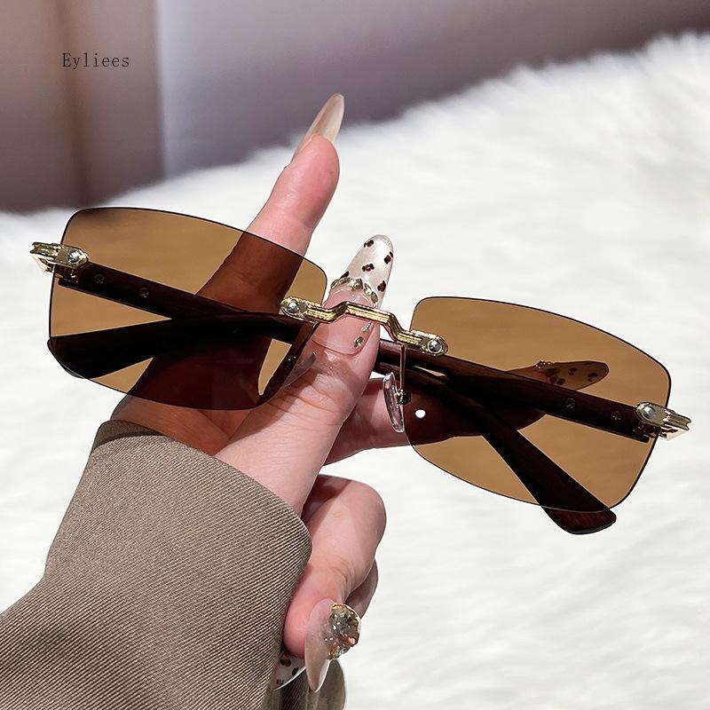 Retro Sunglasses Women Brand Designer Rimless Gradient Sun Glasses Fashion Shades Outdoor Sports Frameless Eyeglasses