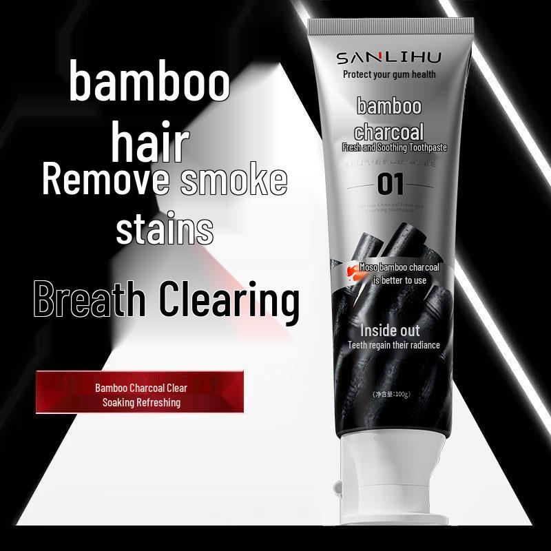 Bamboo Charcoal Mint Toothpaste: Cleans Stains, Whitens Teeth, and Freshens Breath.