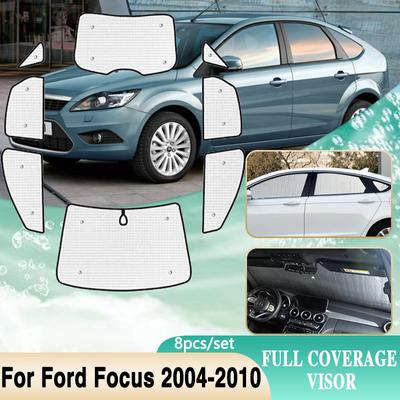 Full Covers Sunshades For Ford Focus 2 MK2 MK2.5 Hatchback Sedan 2004~2010 Surround Windshield Side Window Visor Car