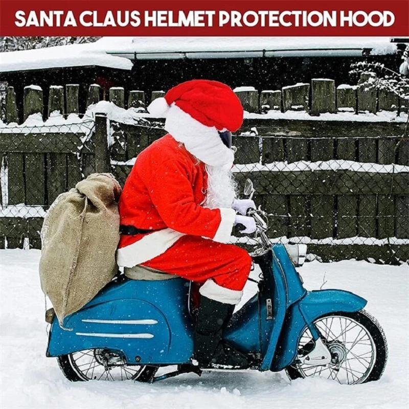 Funny Christmas Hat Motorcycle Helmet Cover Santa Claus Cycling Helmet Hood Merry Christmas Revels Decoration Hat Cartoon Cap