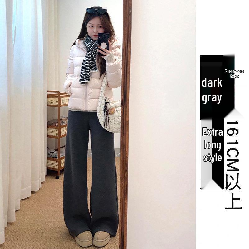 

Women s High Waist Gray Sweatpants - Spring Autumn 2025 Collection, Slimming Straight Leg, Drape Design, Casual Wide-Leg, Autumn Winter Style Large