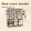 Simple three-row multi-functional storage hanger household bedroom floor rack coat rack