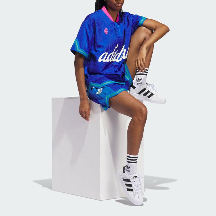Adidas Originals Hoop York City Warm-Up Top With Printed Letter Logo And Baseball Collar Unisex Tops Blue IT9956