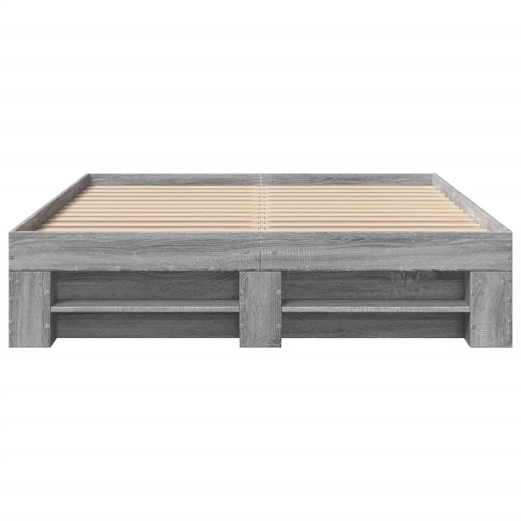 Bed Frame Gray Sonoma 135 x 190 cm Particleboard