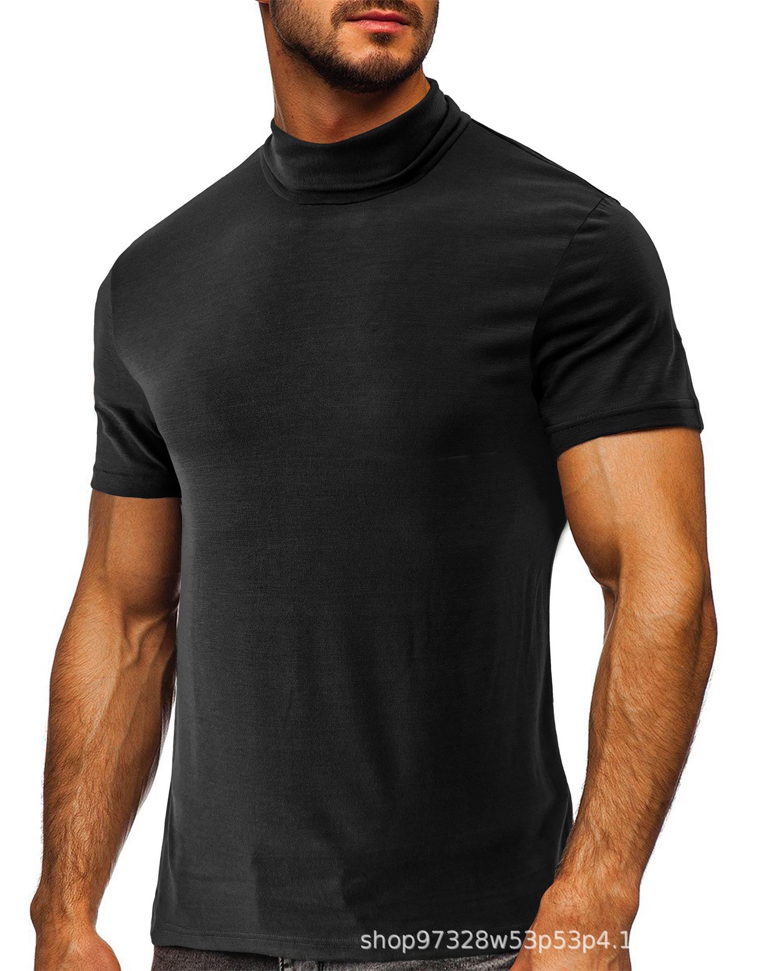 Мужская летняя водолазка с коротким рукавом 2023 - Европейский и американский стиль Medium чёрный