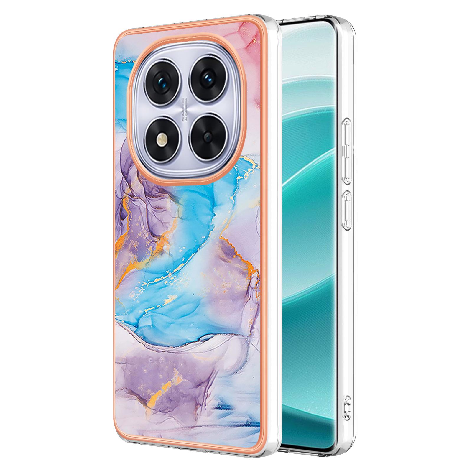 

For Xiaomi Redmi Note 14 Pro 5G Case with IMD Marble Flower Pattern TPU Mobile Back Cover Type D