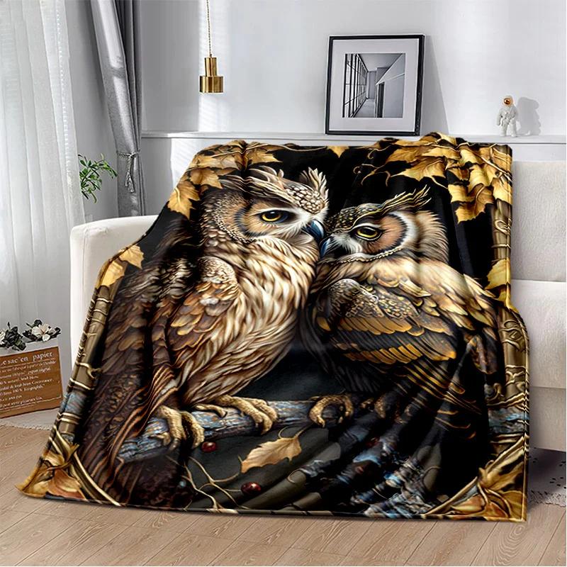 HD Colourful Cute Owl Cartoon Blanket,Soft Throw Blanket for Home Bedroom Bed Sofa Picnic Travel Office Rest Cover Blanket Kids