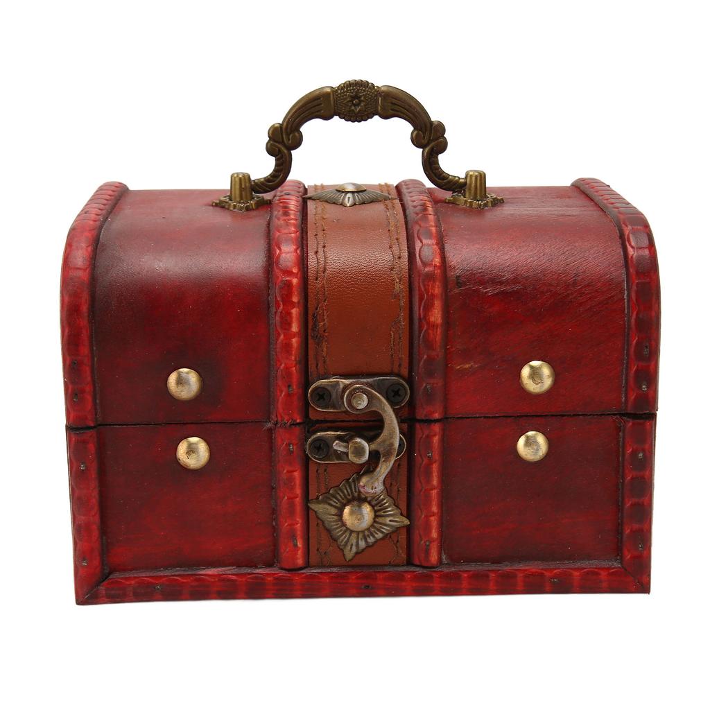Wooden Storage Box Flip Open Type Vintage Jewelry Organize Case for Earring Coins L Size