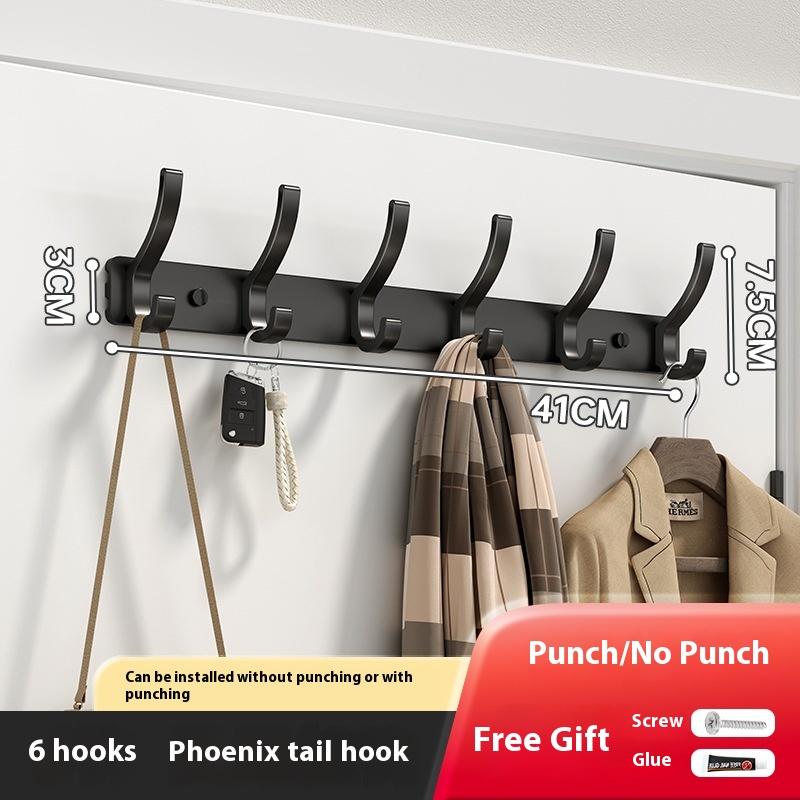 

Black Robe Hooks Towel Hanger Nail Wall Rack Hooks Coat Clothes Holder For Bathroom Kitchen Accessories Black 6 hook