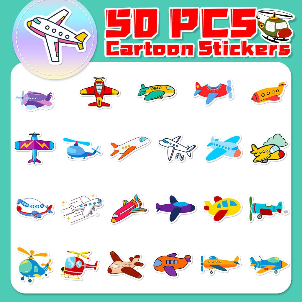 50 Cartoon Airplane Stickers Manufacturer Direct Supply Creative Personality Cute Cartoon Transportation Airplane Stickers