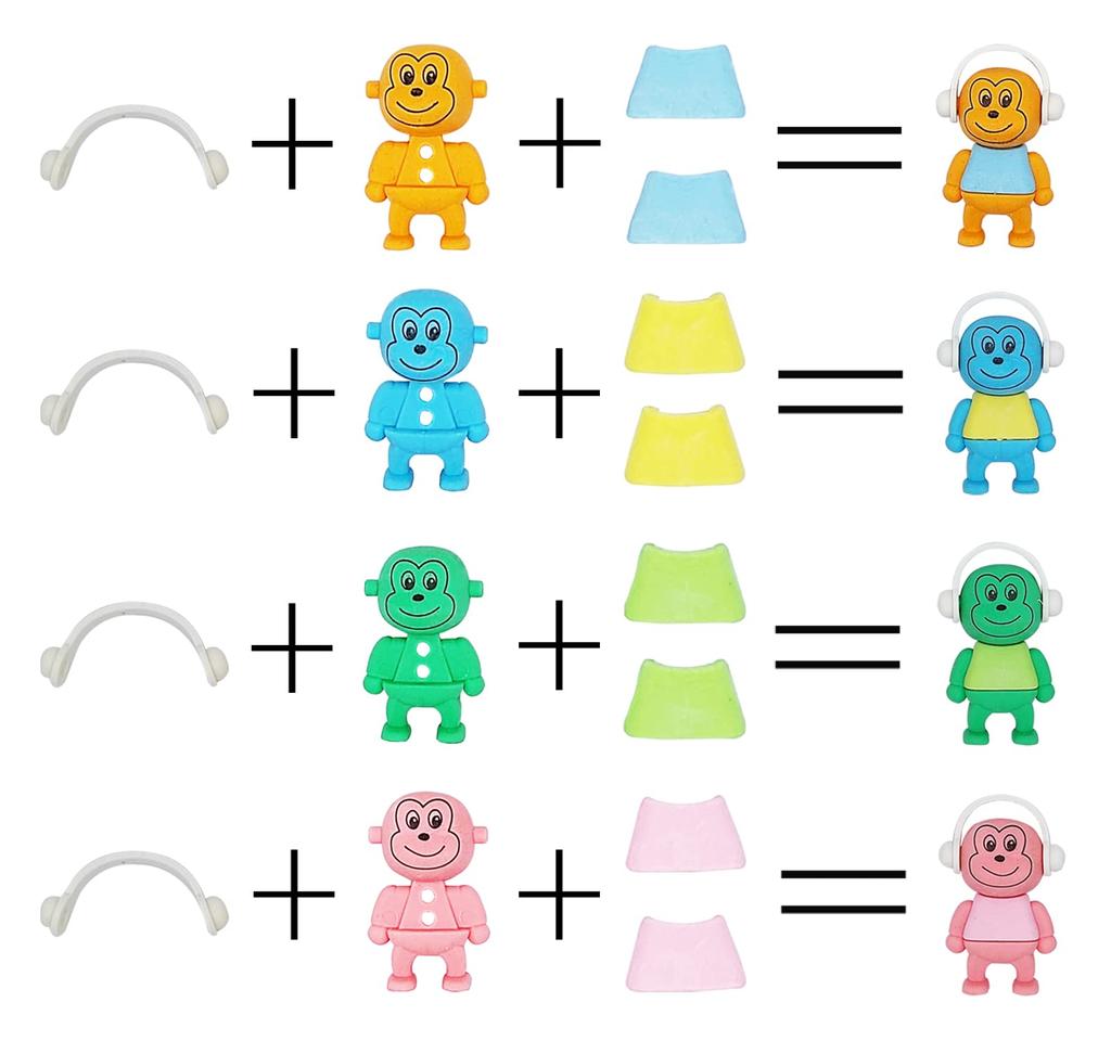 Ranvi Kids Mini Puzzle Pencil Kids Award School Prizes Erasers, 20-Pack, Erasers, Games, Parties, Carnivals, Lessons, (Monkey)
