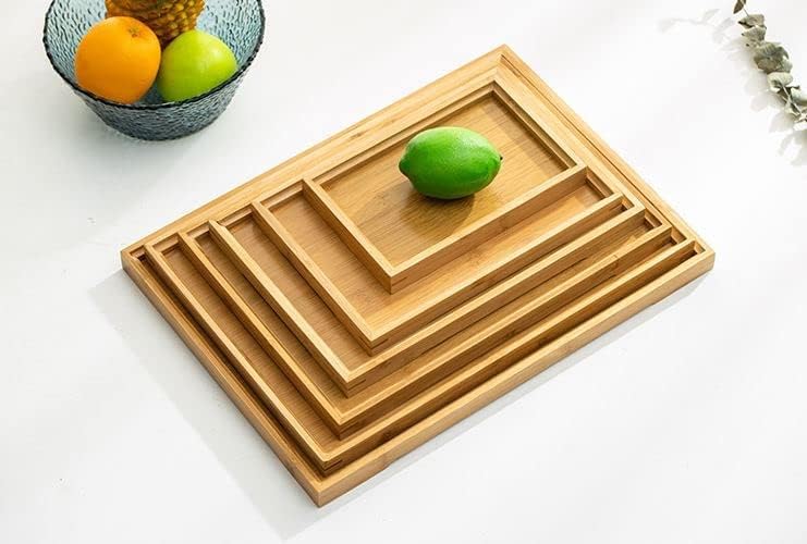 Ansimple Bamboo Tray, Tea and Cafe Tray, Small, Medium, and Large Sizes Available, Square, Tabletop, Japanese Style, Simple, Natural (41 X 29 X 2.4