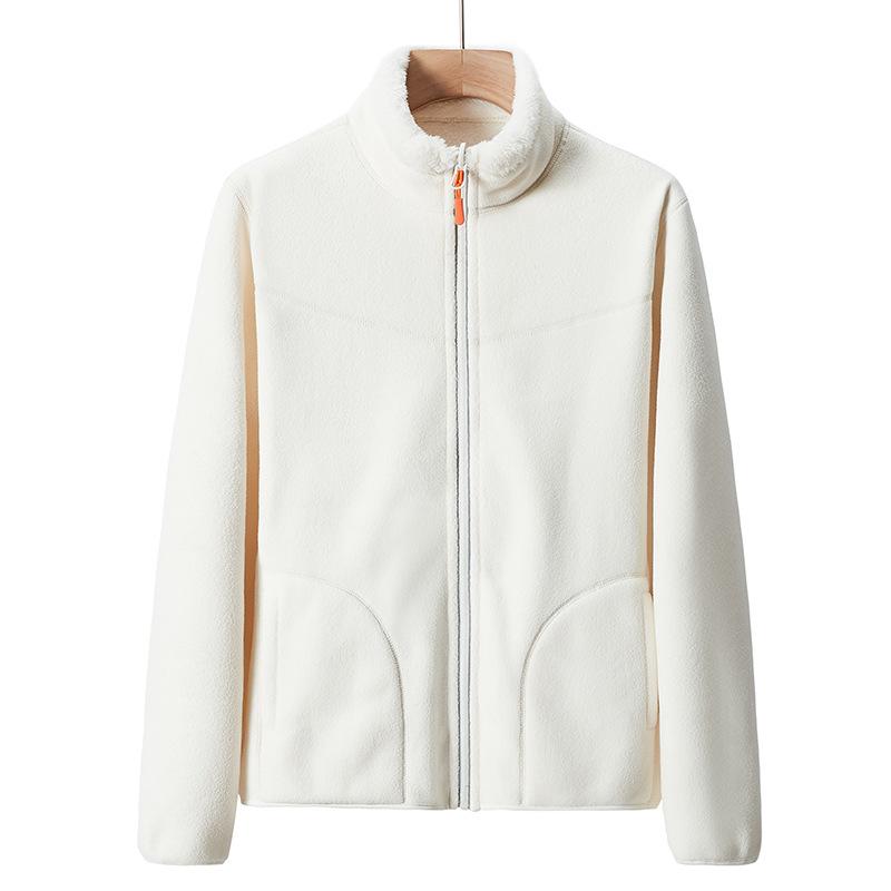 Women's Double-Sided Fleece Jacket with Stand-Up Collar - Thickened, Fleece-Lined Autumn/Winter Outdoor Cardigan & Windbreaker
