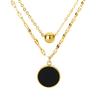 Trendsetting Double Layer Round Charm Necklace Titaniums Steel Clavicle Chain Adjustable Length Neckchain Party Jewelry