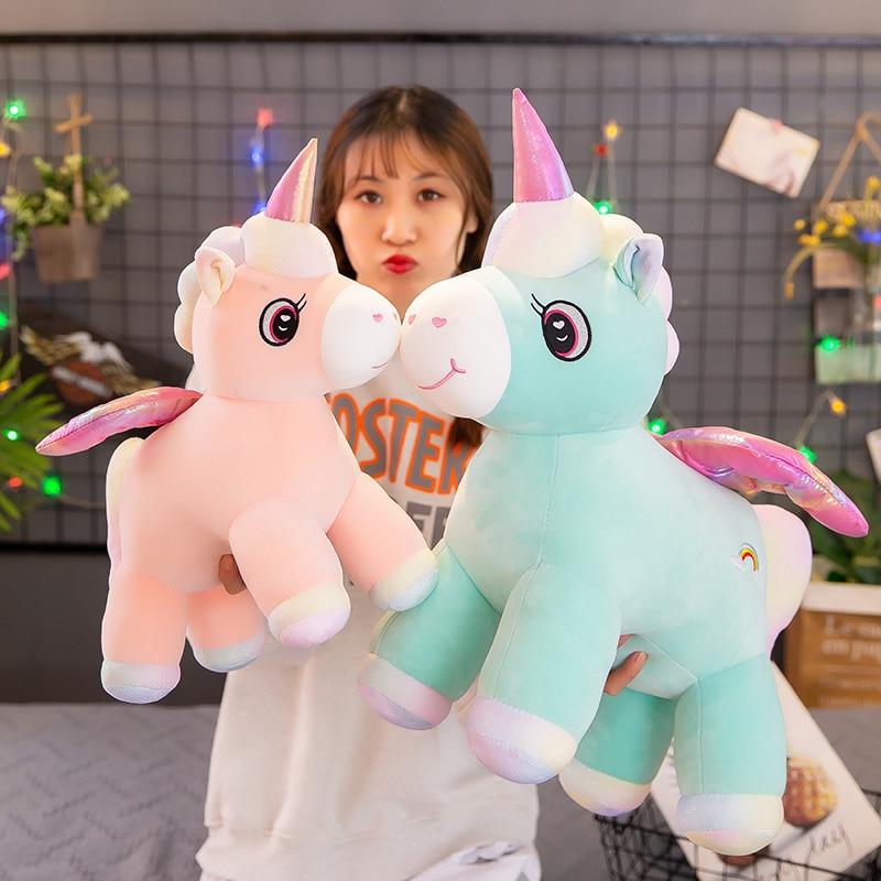 1pc 30 /35 /50cm Lovely Colorful Unicorn Plush Toys Cartoon Animal Horse Pillow Stuffed Soft Doll For Children Baby Girls Gifts