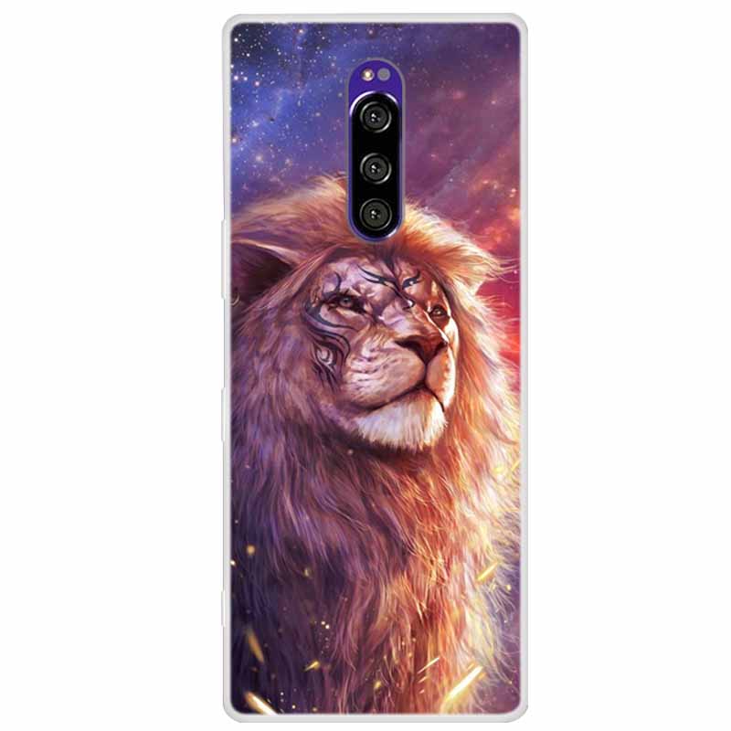 Funda de Silicona Suave para Sony Xperia 1 Funda Moda Transparente Fundas de Teléfono Tigre para Sony Xperia1 XZ4 SO-03L SOV40 J8110 Coque Parachoques