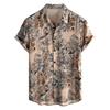 Men's Short Sleeved Shirt, Daily Fashion Printed Button Top, Chest Pocket Cardigan