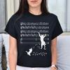 Katze Notenblatt Unisex-Shirt Katzenmusiker T-Shirt Schwarz Dunkles Heidekraut