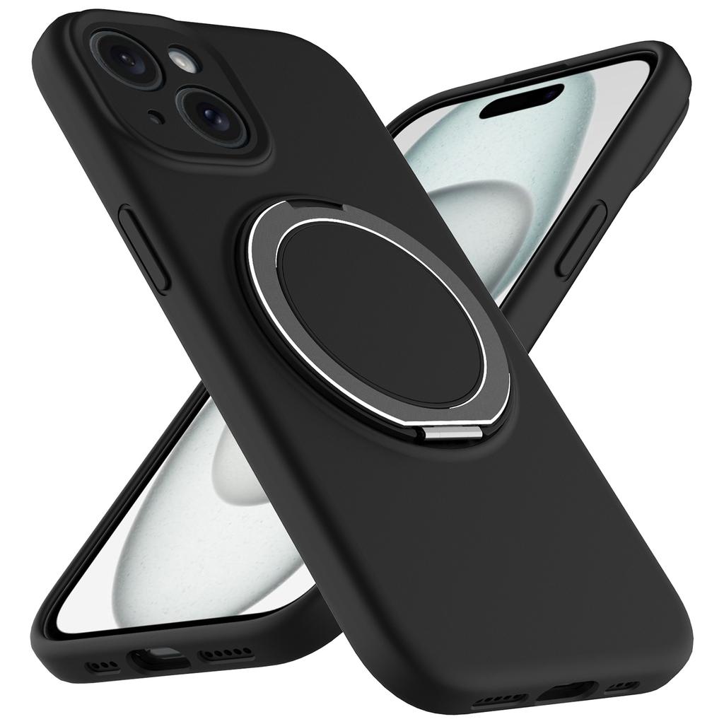 For iPhone 14 Case Compatible with MagSafe Rotating Metal Kickstand PC+Silicone Phone Cover