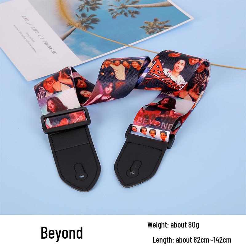 Unisex poszerzany i pogrubiony poliestrowy pasek do gitary/basu - Styl folk, konstrukcja bez dziurkowania