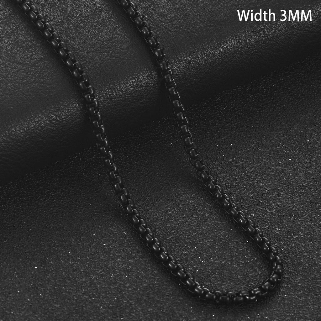 2/3/4/5mm Men's Black Plated Stainless Steel Square Rolo Box Chain Necklace for Women Men Metal Choker Jewelry Gift Accessories