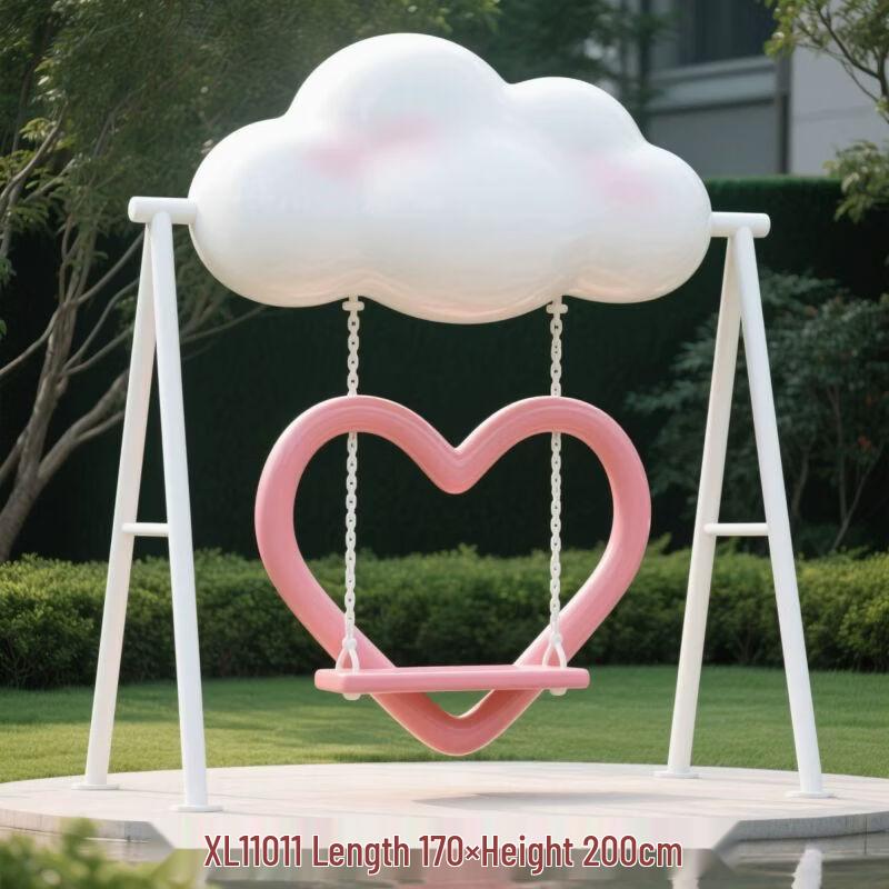 Outdoor Rainbow Cloud Fiberglass Swing Sculpture