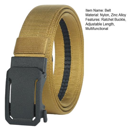Versatile Ratchet Belt with Adjustable Security Buckle Double-Layer Reinforced Nylon Webbing Reinforced Men Belt
