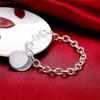925 Sterling Silver Circle Tag Bracelet Woman Fashion Wedding Engagement Party Jewelry