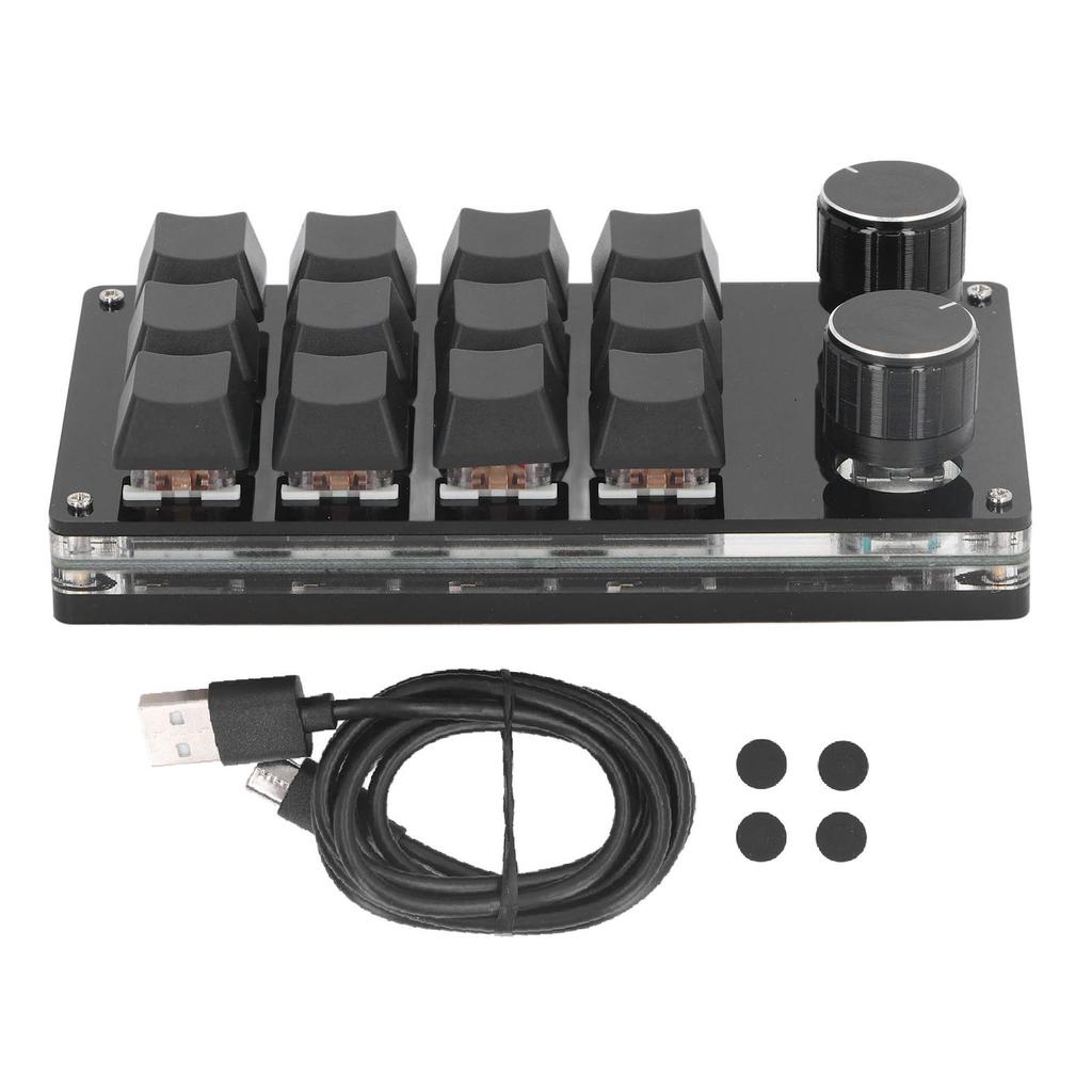 Macro Mechanical Gaming Keyboard 12 Keys 2 Knobs Programmable Wired Keyboard with Red Switch for