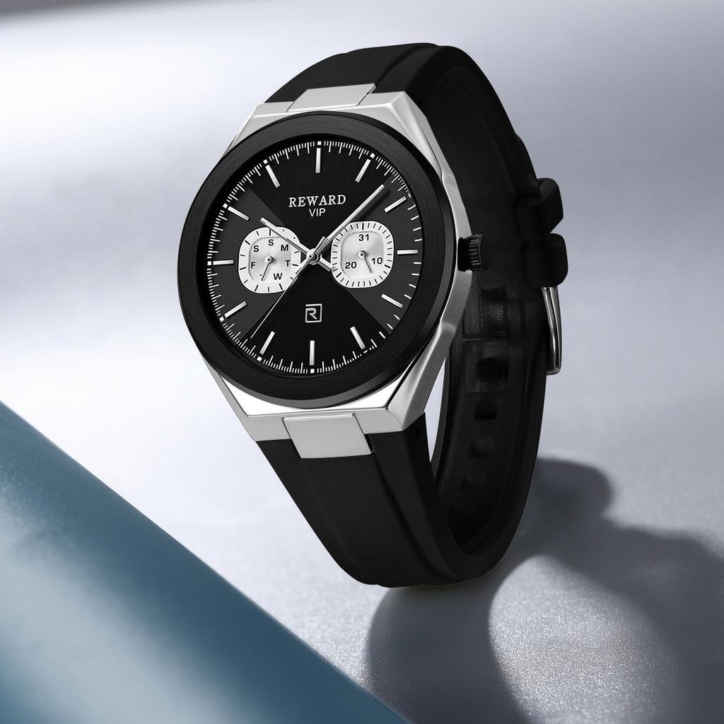 REWARD RD932106M Alloy Case Quartz Movement Silicone  Men's Watch Display 30M Water Resistant Business Model