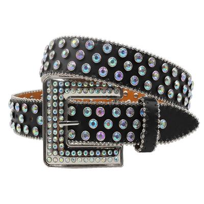 Europäischer & Amerikanischer Strass-Quadrat-Schnallen-Ledergürtel - Pailletten Punk Rock Stil