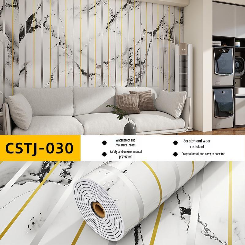 Self-Adhesive Waterproof Imitation Marble Tile Wall Sticker for Bathroom, Living Room, Kitchen, and TV Background.