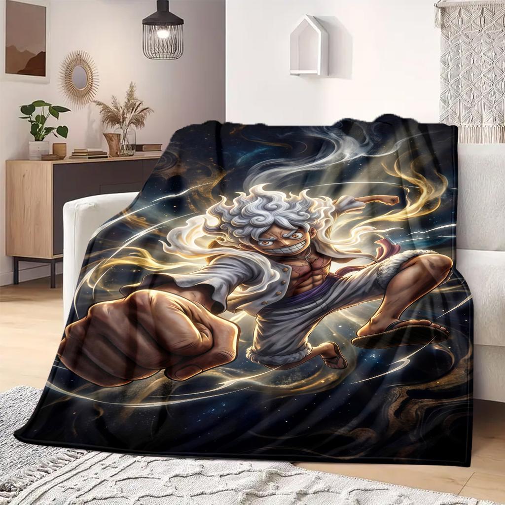 OnePiece Anime Print Blanket Warm Comfortable Flannel Blanket Suitable for Bedrooms, Sofas, Beds, Chairs, Picnics, Travel