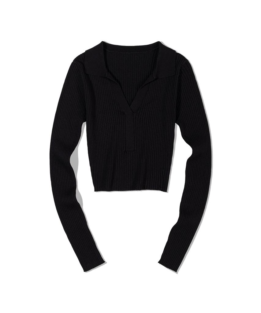 MOAA Sleek Crop V-Neck Knit