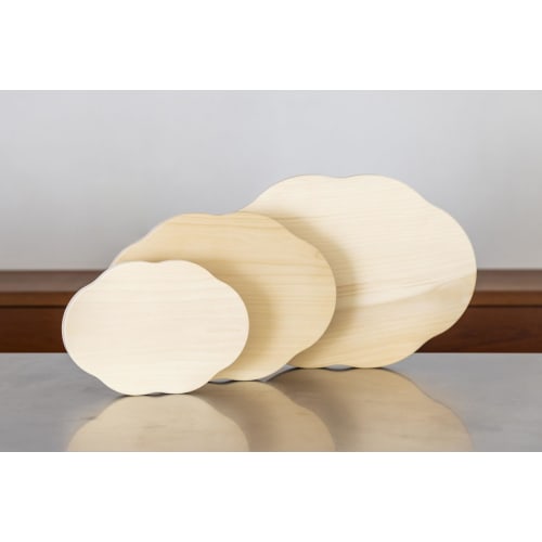 Woodpecker Ginkgo Wood Cutting Board, Made In Japan, Natural Wood, Ginkgo Wood Cutting Board, Cloud Design (M)
