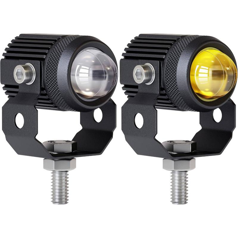 2Pcs Motorcycle Led Lens Spotlight Dual-Color High Low Beam External Headlight Auxiliary Fog Lamp Moto Driving Lamp